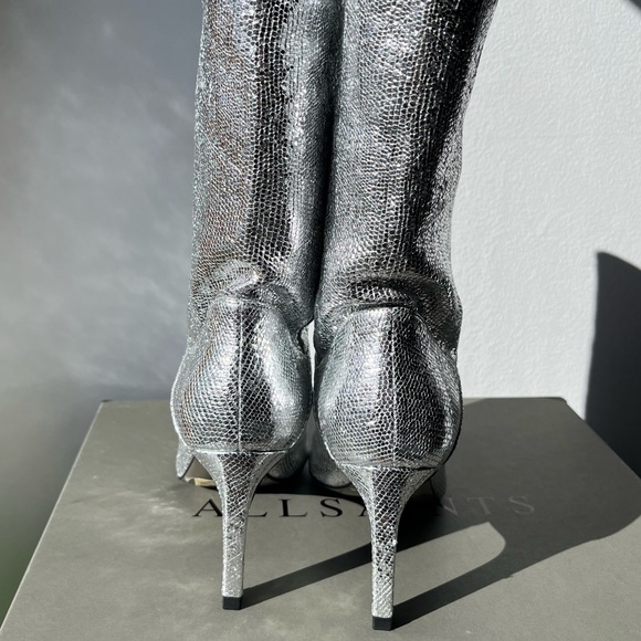 ALLSAINTS Pointed Metallic Heeled Boots - Picture 8 of 9